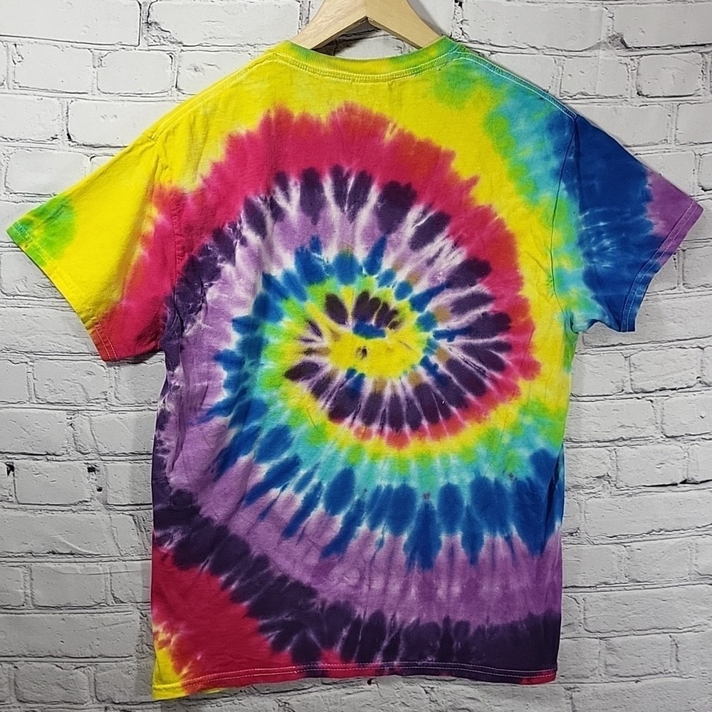 Y2K Tie-Dye T-Shirt Eye Roll Rainbow Spiral Womens M Crew Neck 100% Cotton - Picture 6 of 9